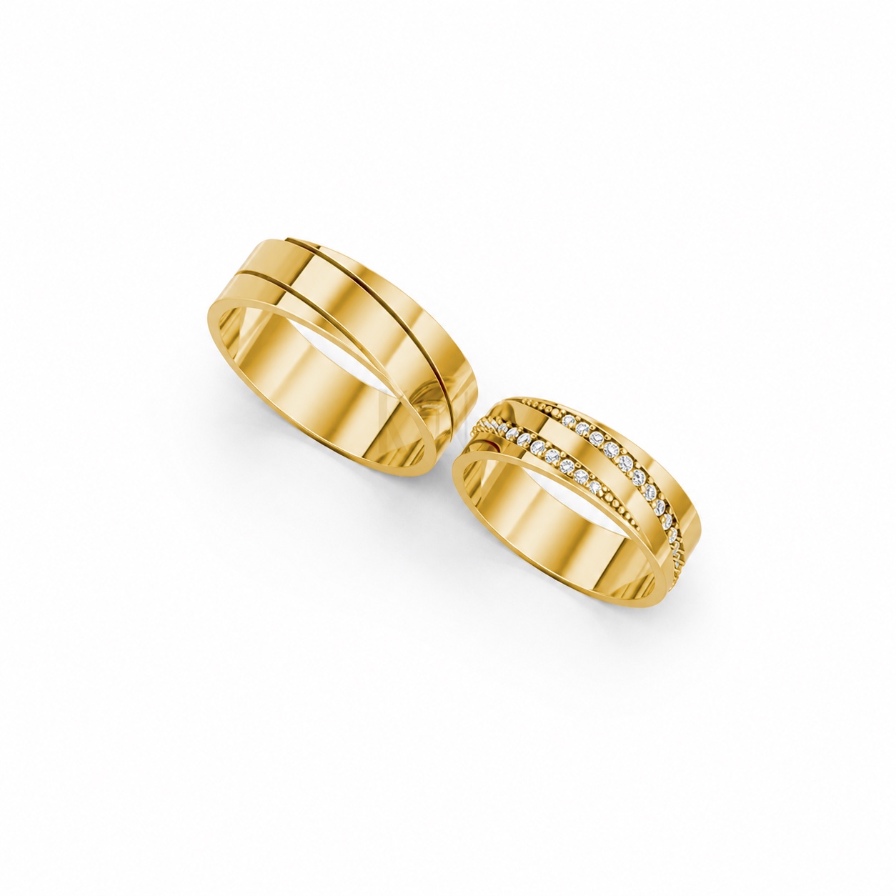 Nhẫn cưới E335 màu Vàng Gold thiết kế tinh xảo, độc đáo