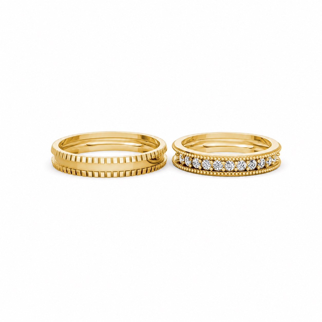Nhẫn cưới E352 màu Vàng Gold thiết kế phá cách, sang trọng