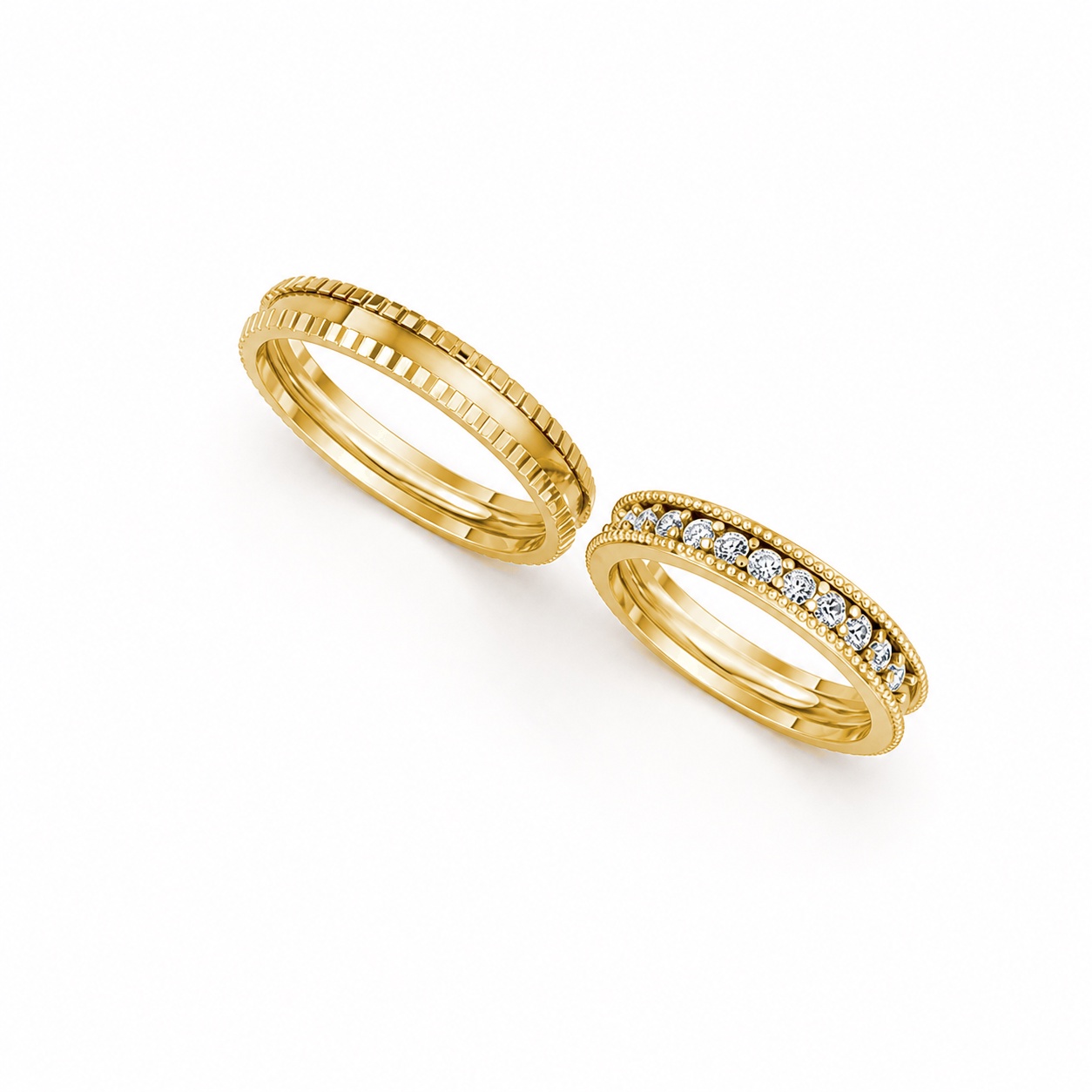 Nhẫn cưới E352 màu Vàng Gold thiết kế tinh xảo, độc đáo