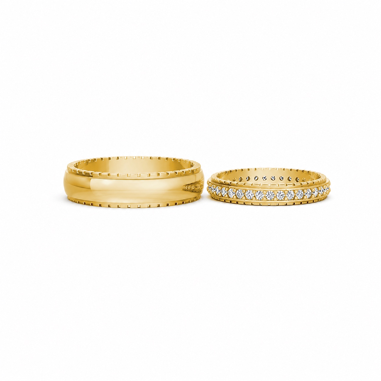 Nhẫn cưới E382 màu Vàng Gold thiết kế phá cách, sang trọng