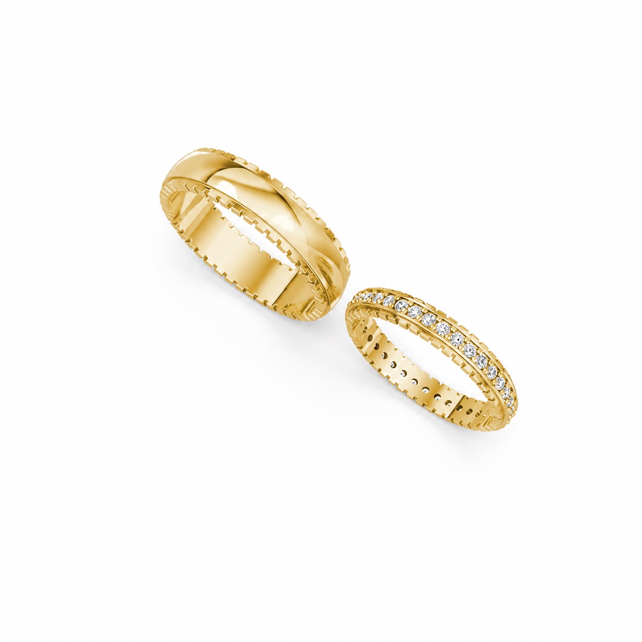 Nhẫn cưới E382 màu Vàng Gold thiết kế tinh xảo, độc đáo