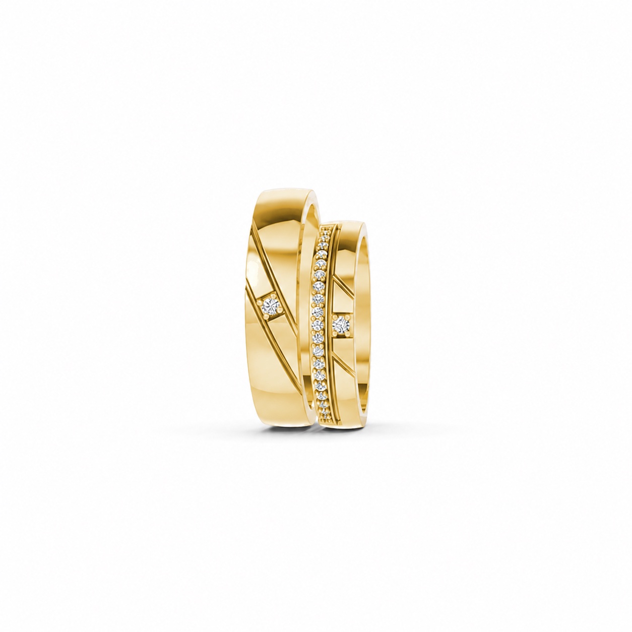 Nhẫn cưới E389 màu Vàng Gold vàng 10K/14K/18K/607 cao cấp, thanh lịch