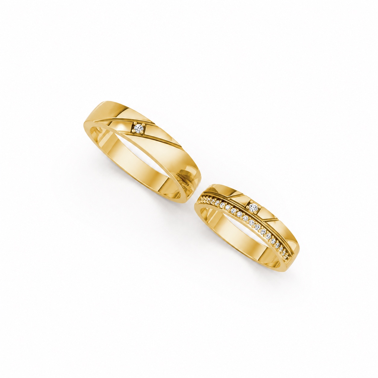 Nhẫn cưới E389 màu Vàng Gold thiết kế tinh xảo, độc đáo