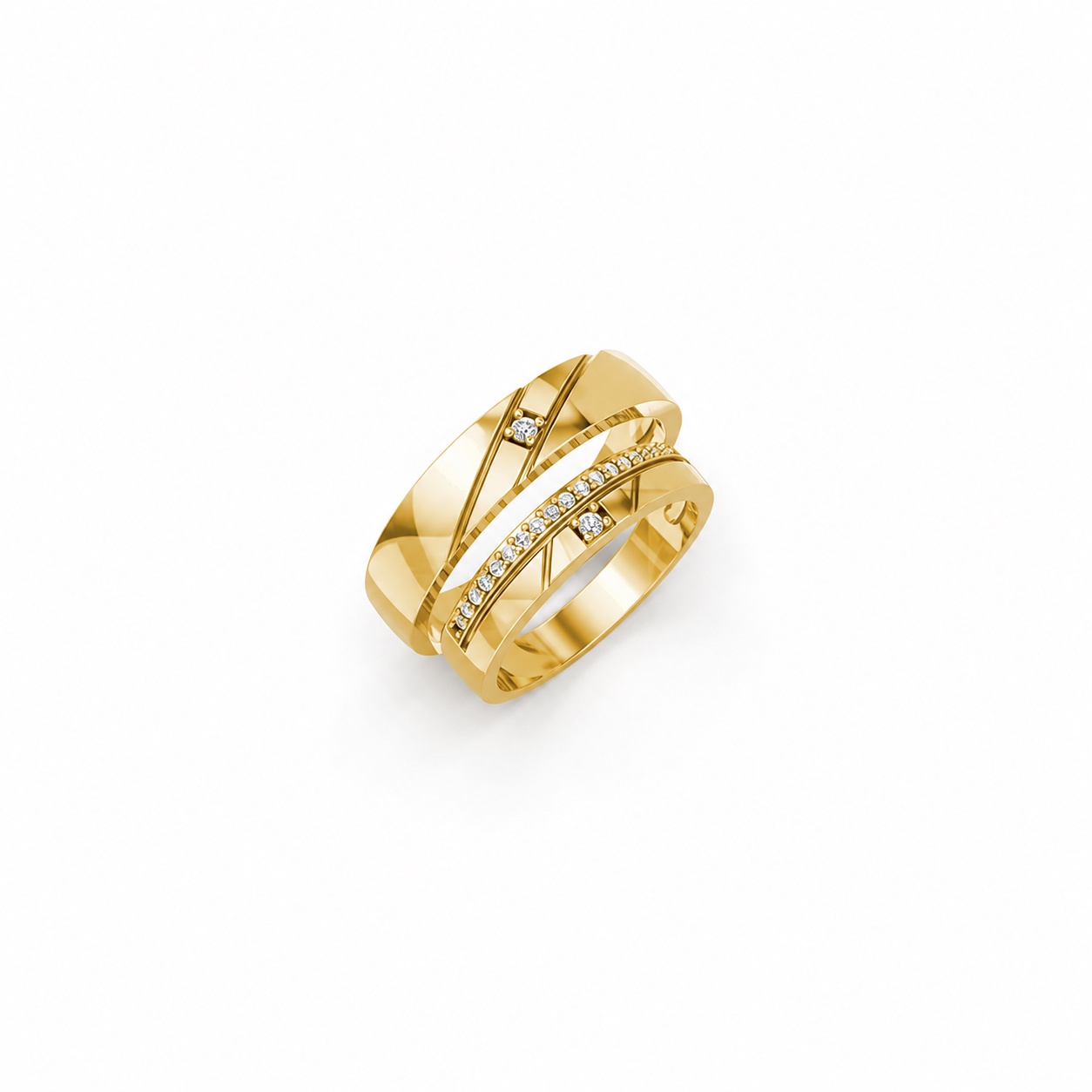 Nhẫn cưới E389 màu Vàng Gold thiết kế tinh tế, sang trọng