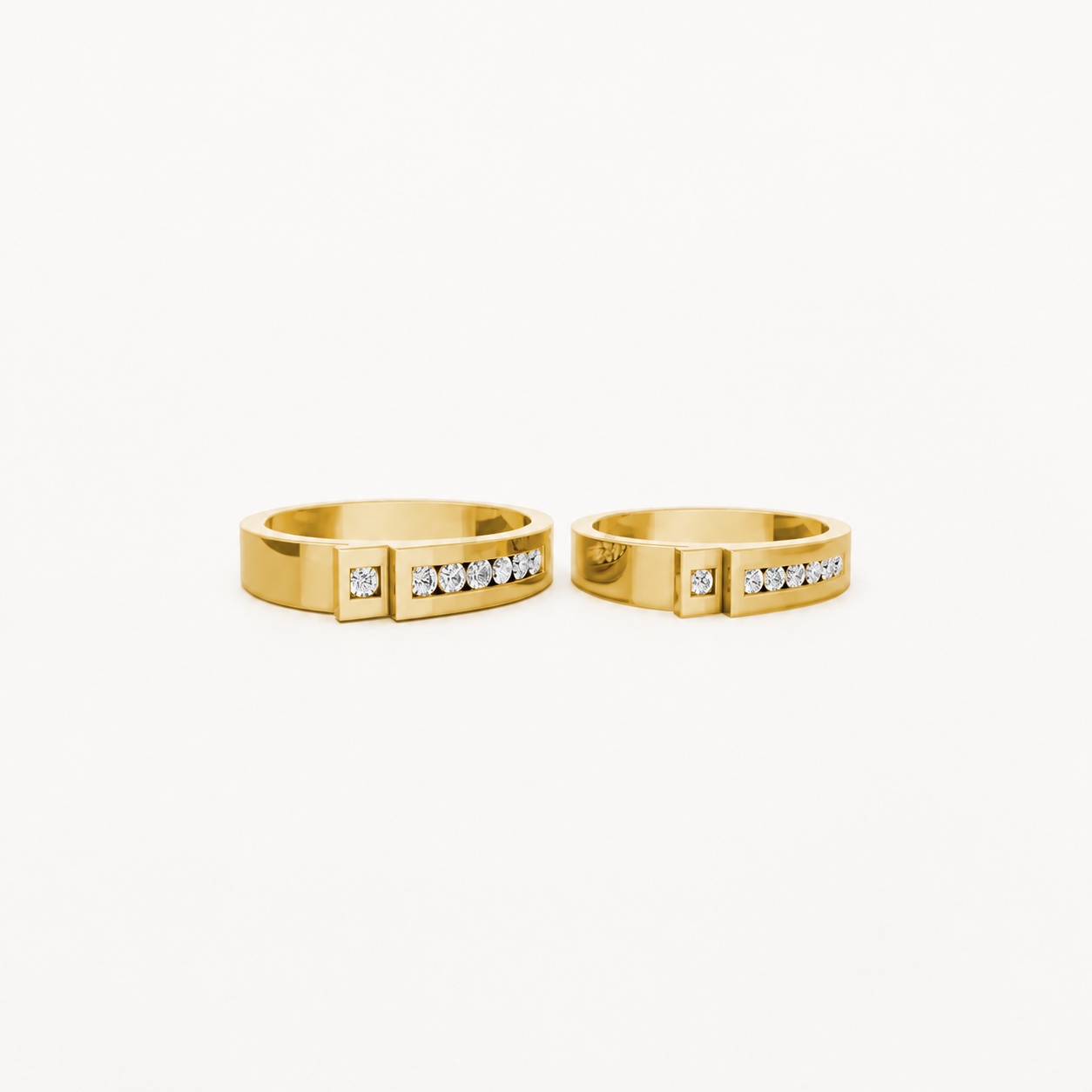 Nhẫn cưới E55 màu Vàng Gold thiết kế phá cách, sang trọng