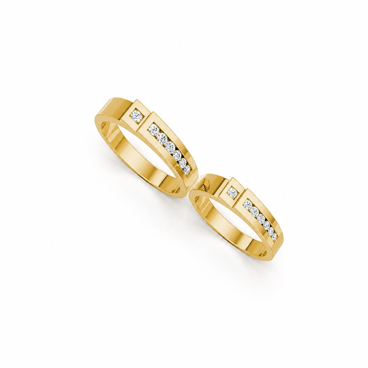 Nhẫn cưới E55 màu Vàng Gold thiết kế tinh xảo, độc đáo