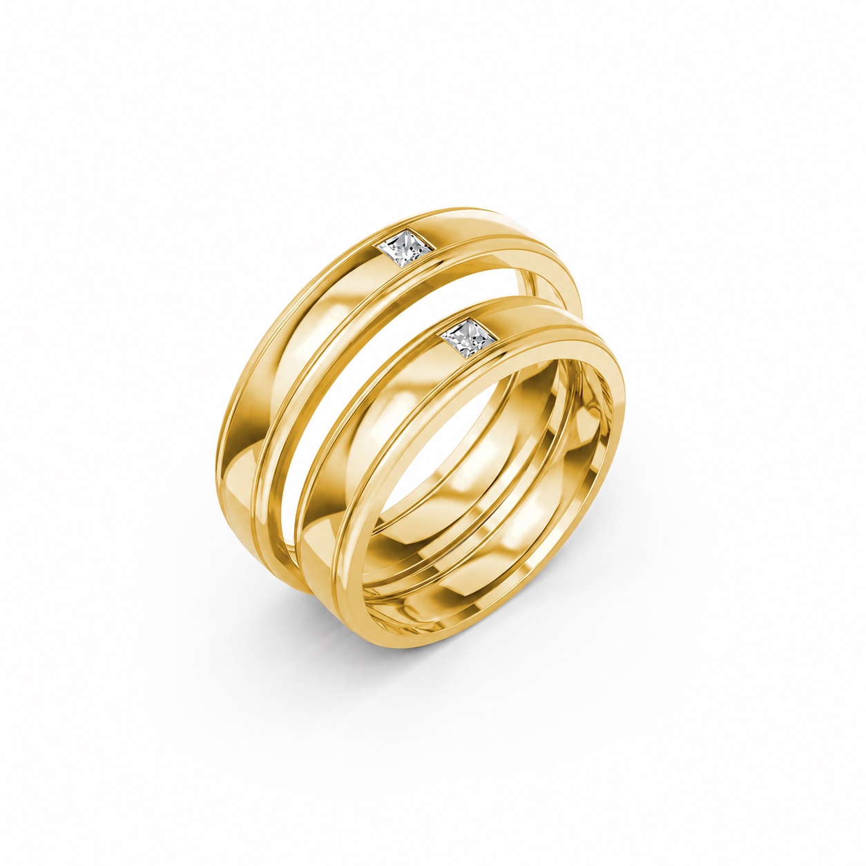 Nhẫn cưới E71 thiết kế vàng trơn thanh lịch, tối giản màu Vàng Gold thiết kế tinh tế, sang trọng