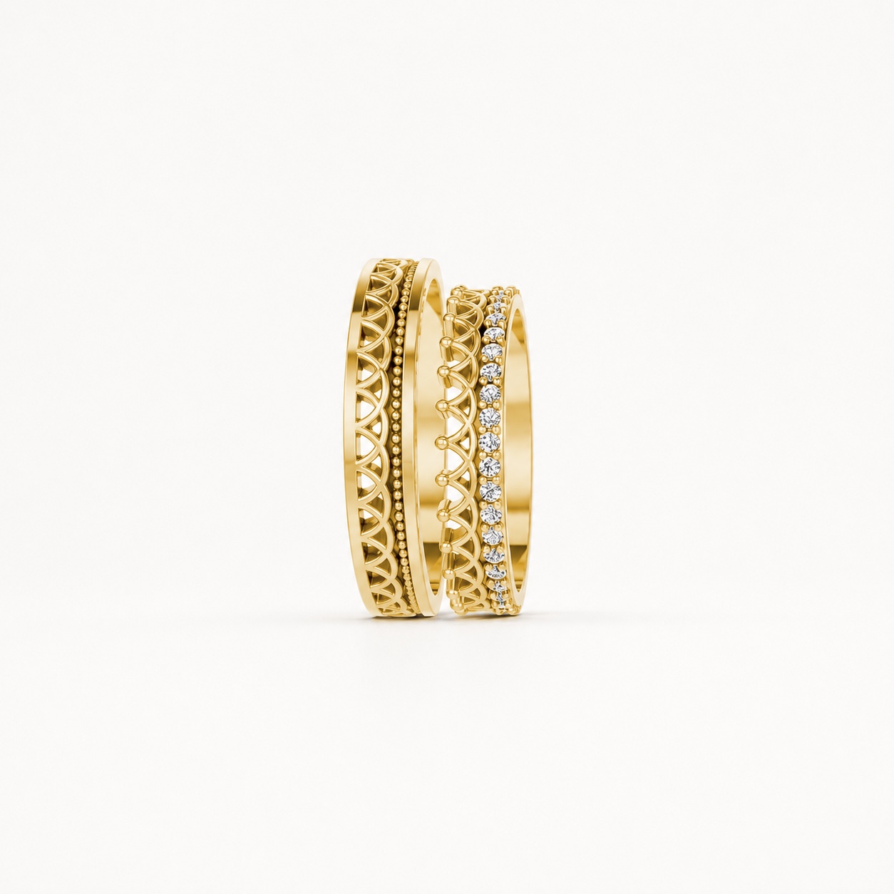NHẪN CƯỚI E834 màu Vàng Gold thiết kế phá cách, sang trọng