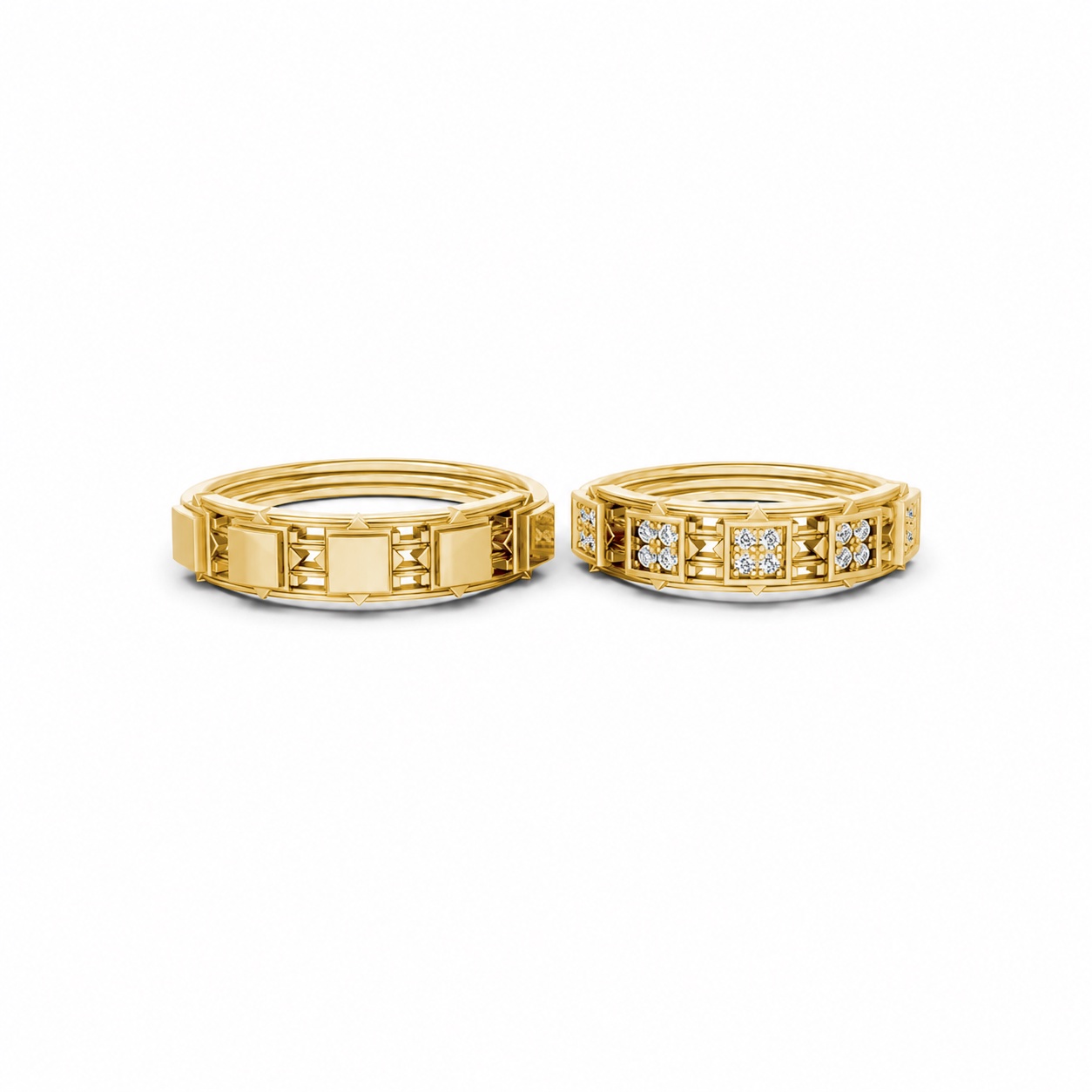 NHẪN CƯỚI E850 màu Vàng Gold thiết kế tinh xảo, độc đáo