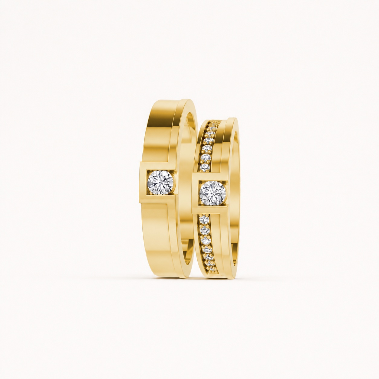 NHẪN CƯỚI E854 màu Vàng Gold thiết kế phá cách, sang trọng
