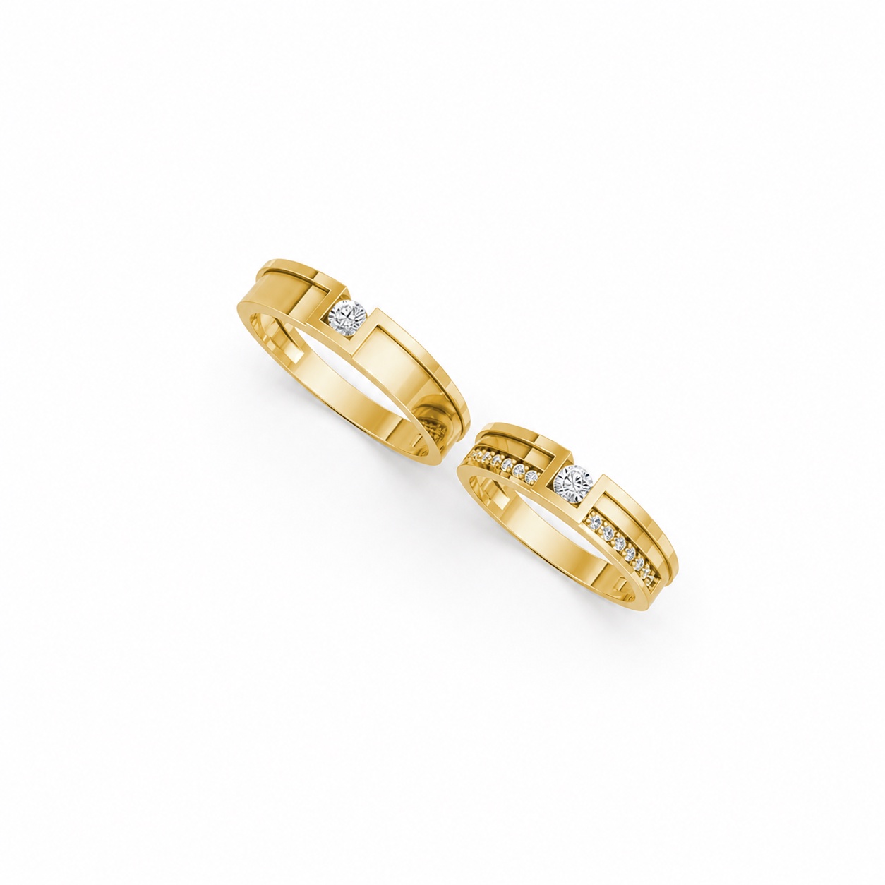 NHẪN CƯỚI E854 màu Vàng Gold vàng 10K/14K/18K/607 cao cấp, thanh lịch