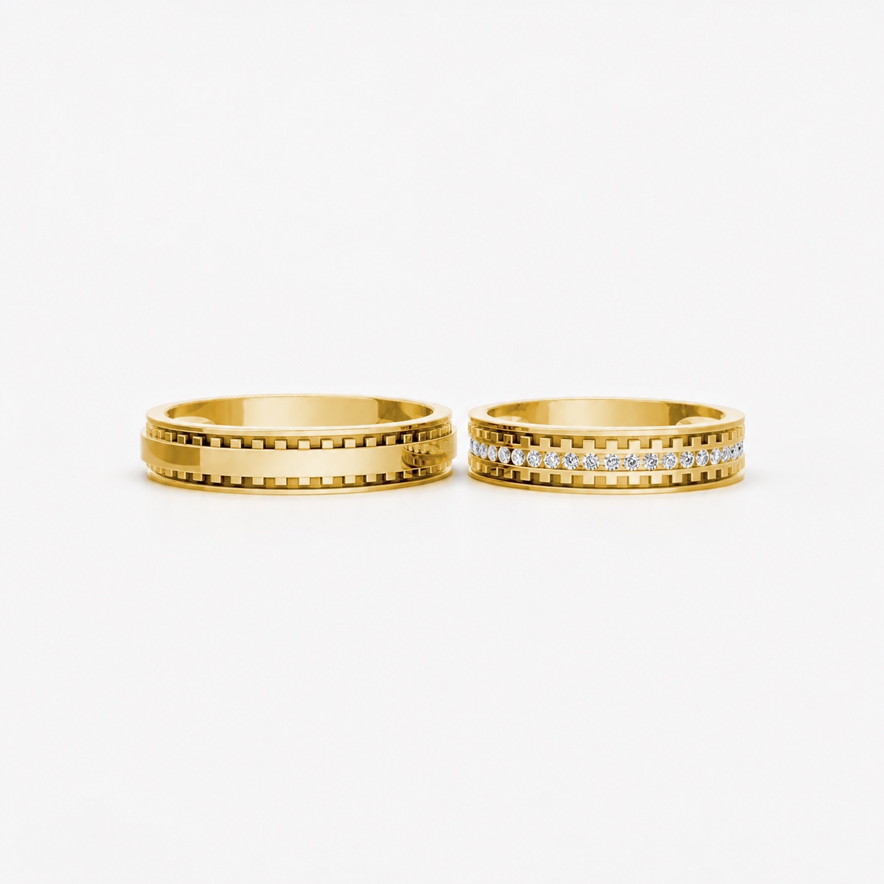 NHẪN CƯỚI E856 màu Vàng Gold thiết kế tinh xảo, độc đáo