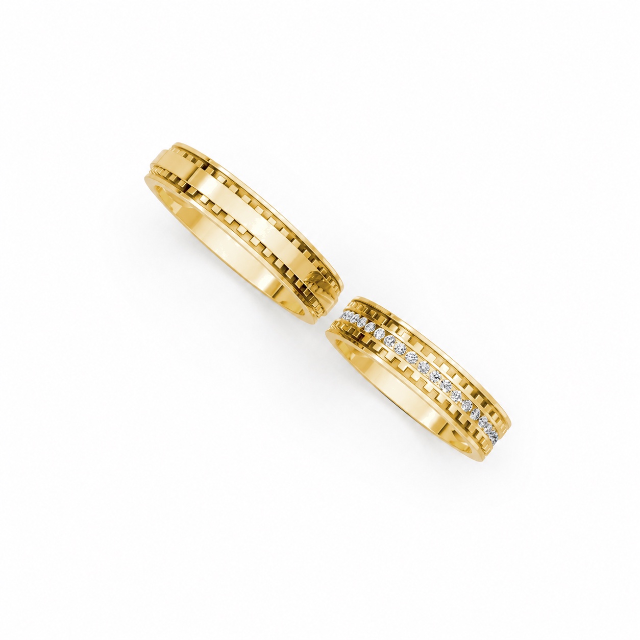 NHẪN CƯỚI E856 màu Vàng Gold thiết kế phá cách, sang trọng