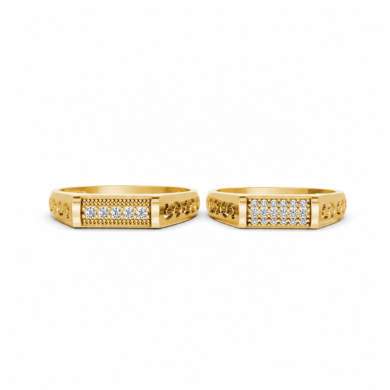 NHẪN CƯỚI E857 màu Vàng Gold thiết kế phá cách, sang trọng