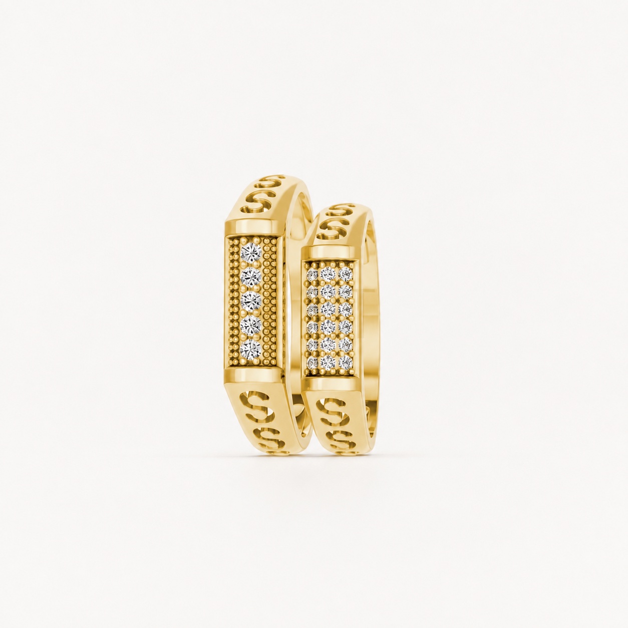NHẪN CƯỚI E857 màu Vàng Gold vàng 10K/14K/18K/607 cao cấp, thanh lịch