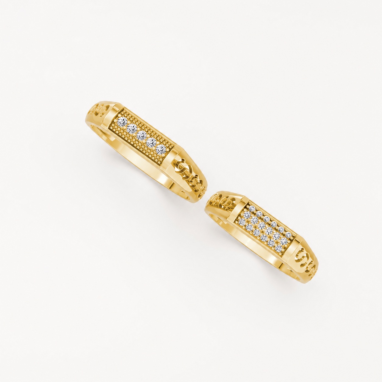 NHẪN CƯỚI E857 màu Vàng Gold thiết kế tinh xảo, độc đáo