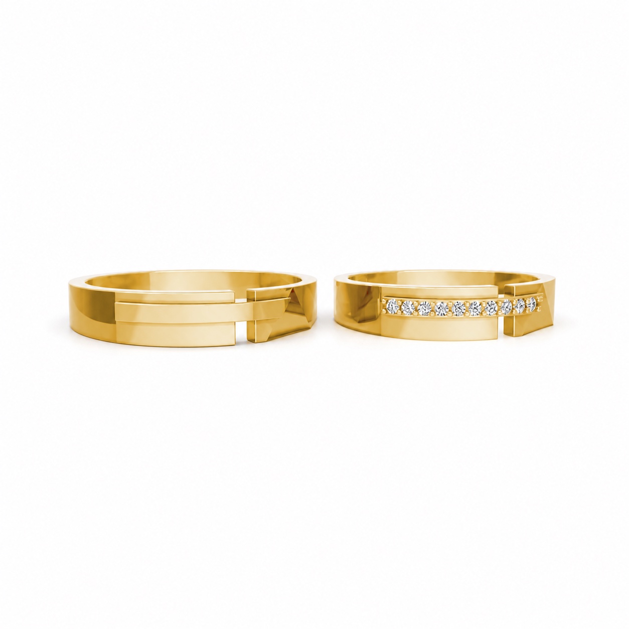 Nhẫn cưới E870 Vàng Gold vàng 10K/14K/18K/607 cao cấp, thanh lịch