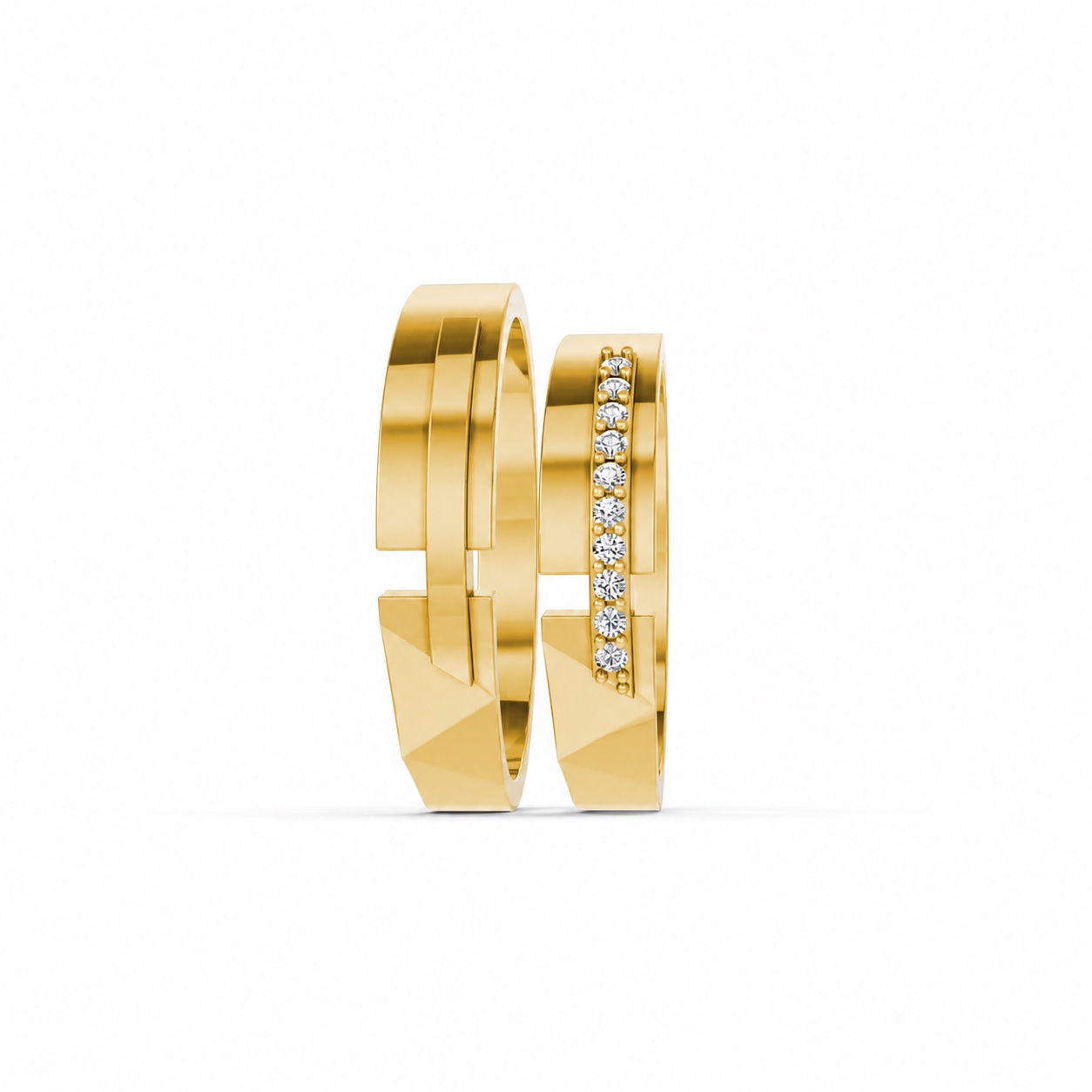Nhẫn cưới E870 Vàng Gold thiết kế phá cách, sang trọng
