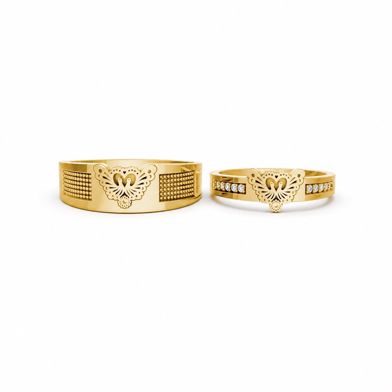 Nhẫn cưới E885 Vàng Gold vàng 10K/14K/18K/607 cao cấp, thanh lịch
