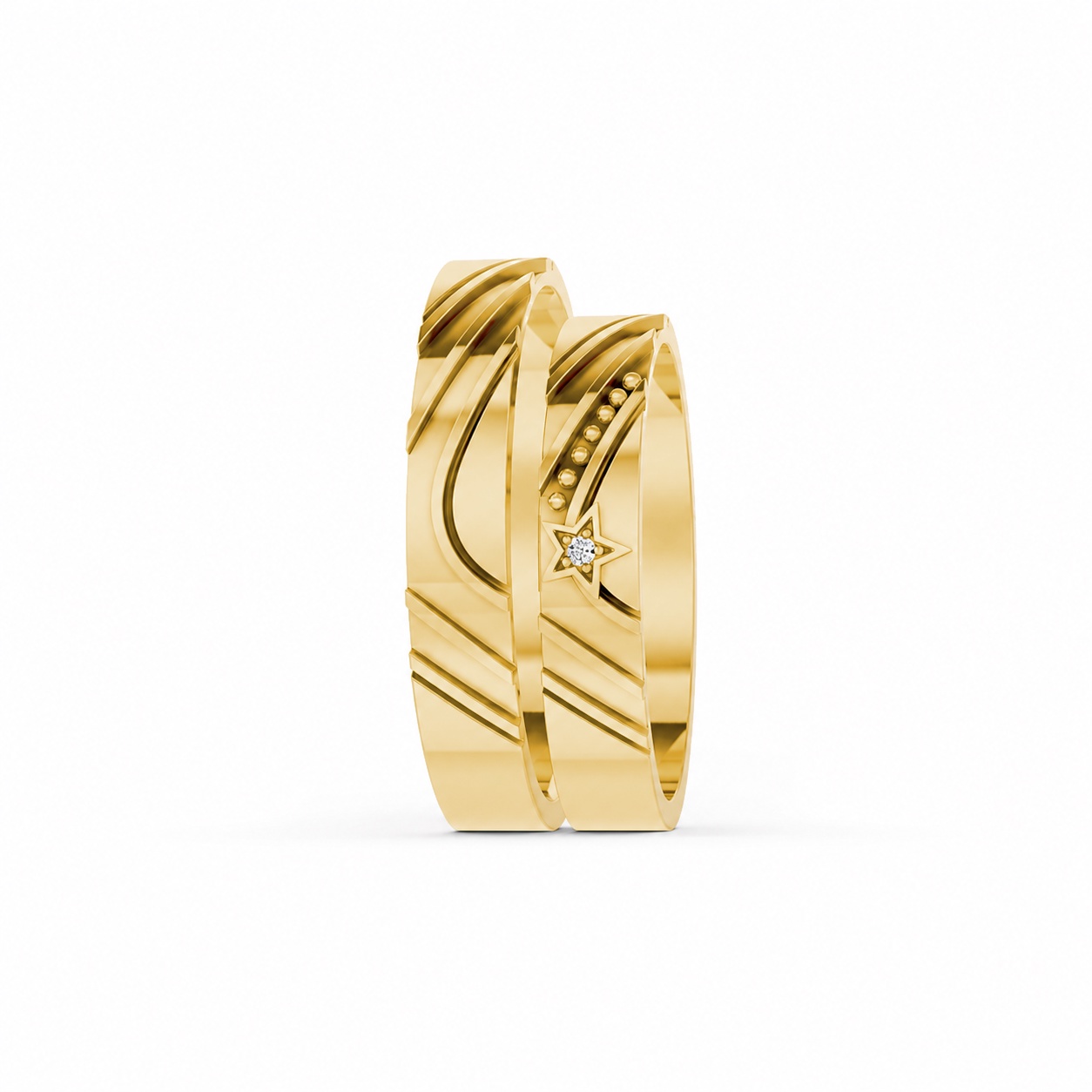 Nhẫn cưới E908 Vàng Gold thiết kế phá cách, sang trọng
