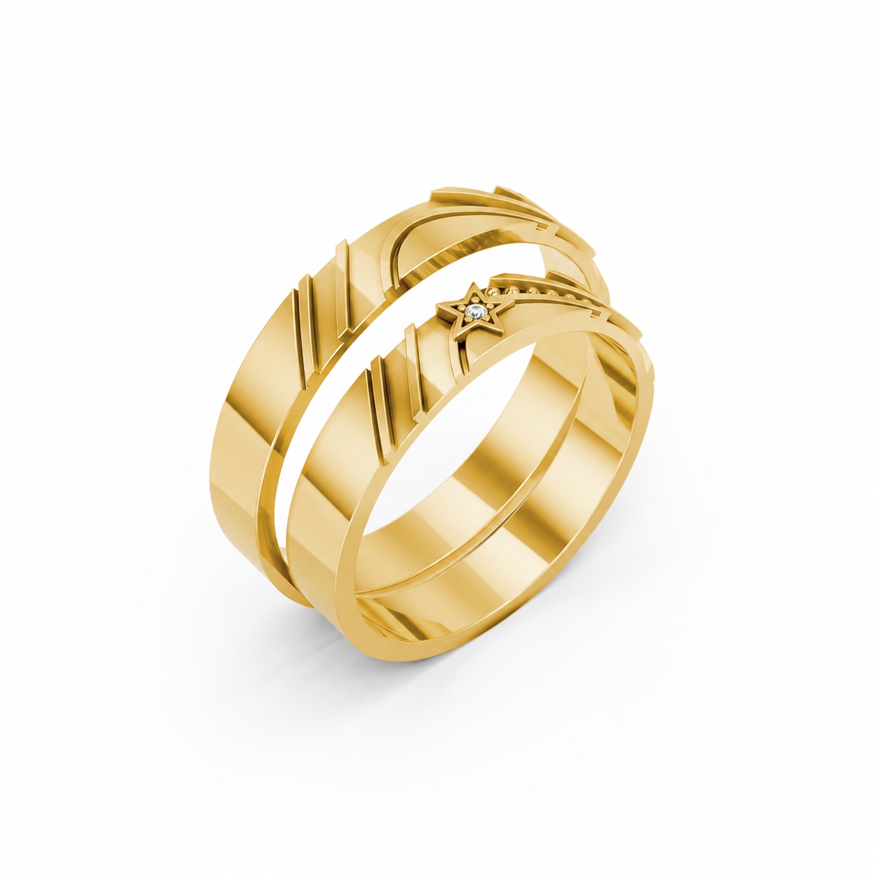 Nhẫn cưới E908 Vàng Gold thiết kế tinh tế, sang trọng