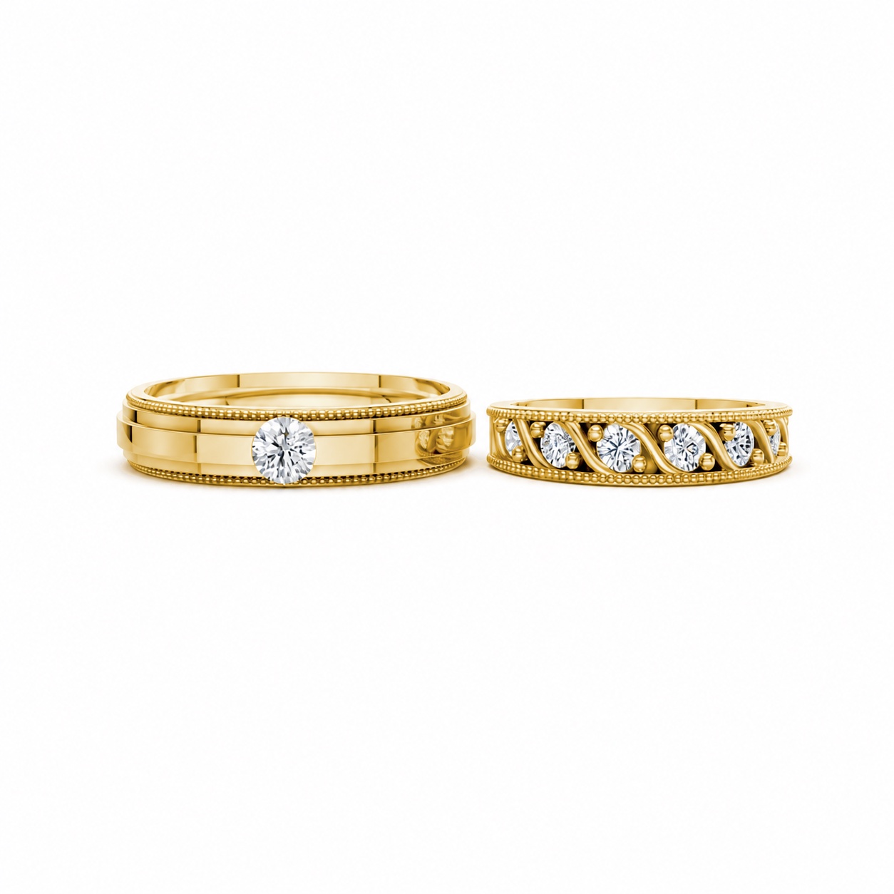 Nhẫn cưới F104 Vàng Gold vàng 10K/14K/18K/607 cao cấp, thanh lịch