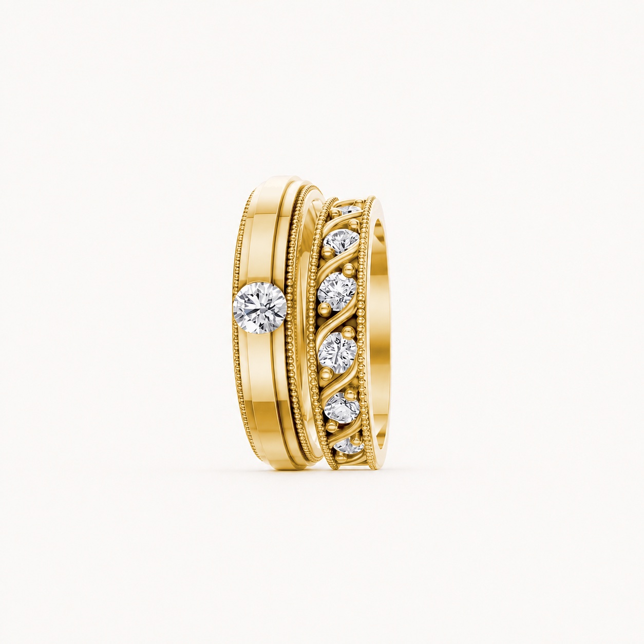 Nhẫn cưới F104 Vàng Gold thiết kế phá cách, sang trọng