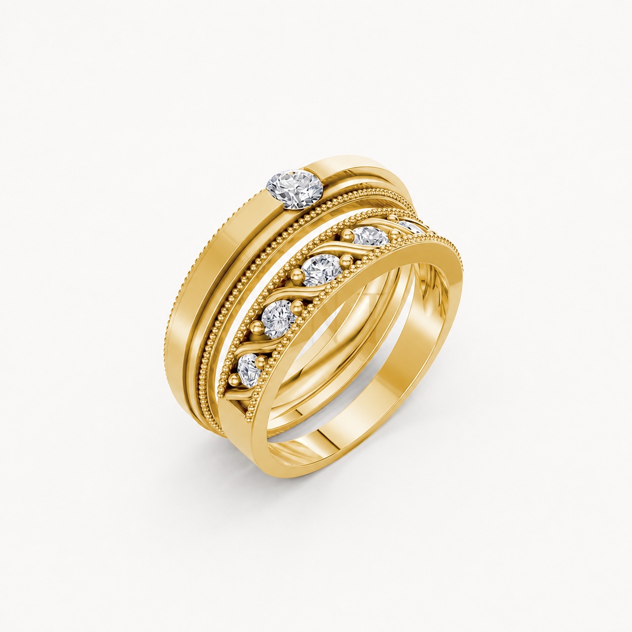 Nhẫn cưới F104 Vàng Gold thiết kế tinh tế, sang trọng