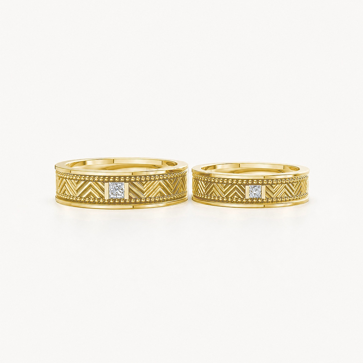 Nhẫn cưới F202 Vàng Gold vàng 10K/14K/18K/607 cao cấp, thanh lịch
