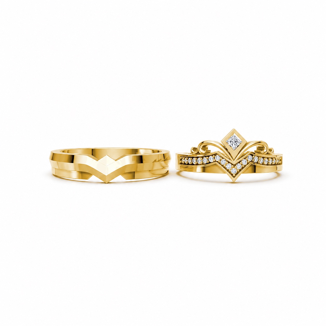 Nhẫn cưới F317 Vàng Gold vàng 10K/14K/18K/607 cao cấp, thanh lịch