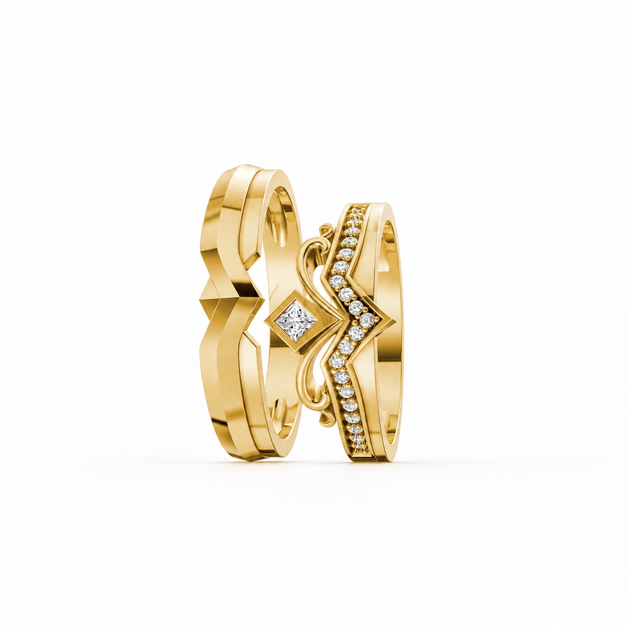 Nhẫn cưới F317 Vàng Gold thiết kế phá cách, sang trọng