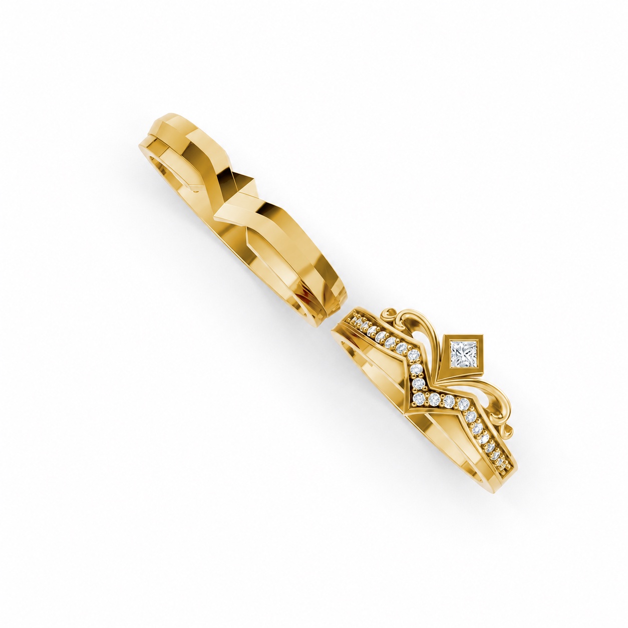 Nhẫn cưới F317 Vàng Gold thiết kế tinh xảo, độc đáo