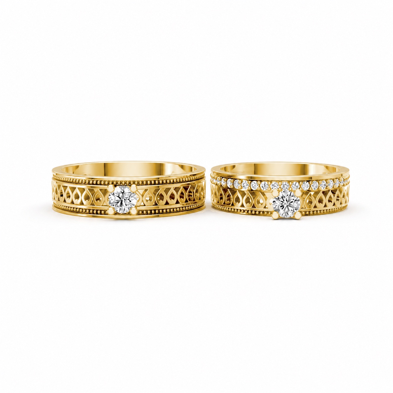 Nhẫn cưới F320 Vàng Gold vàng 10K/14K/18K/607 cao cấp, thanh lịch