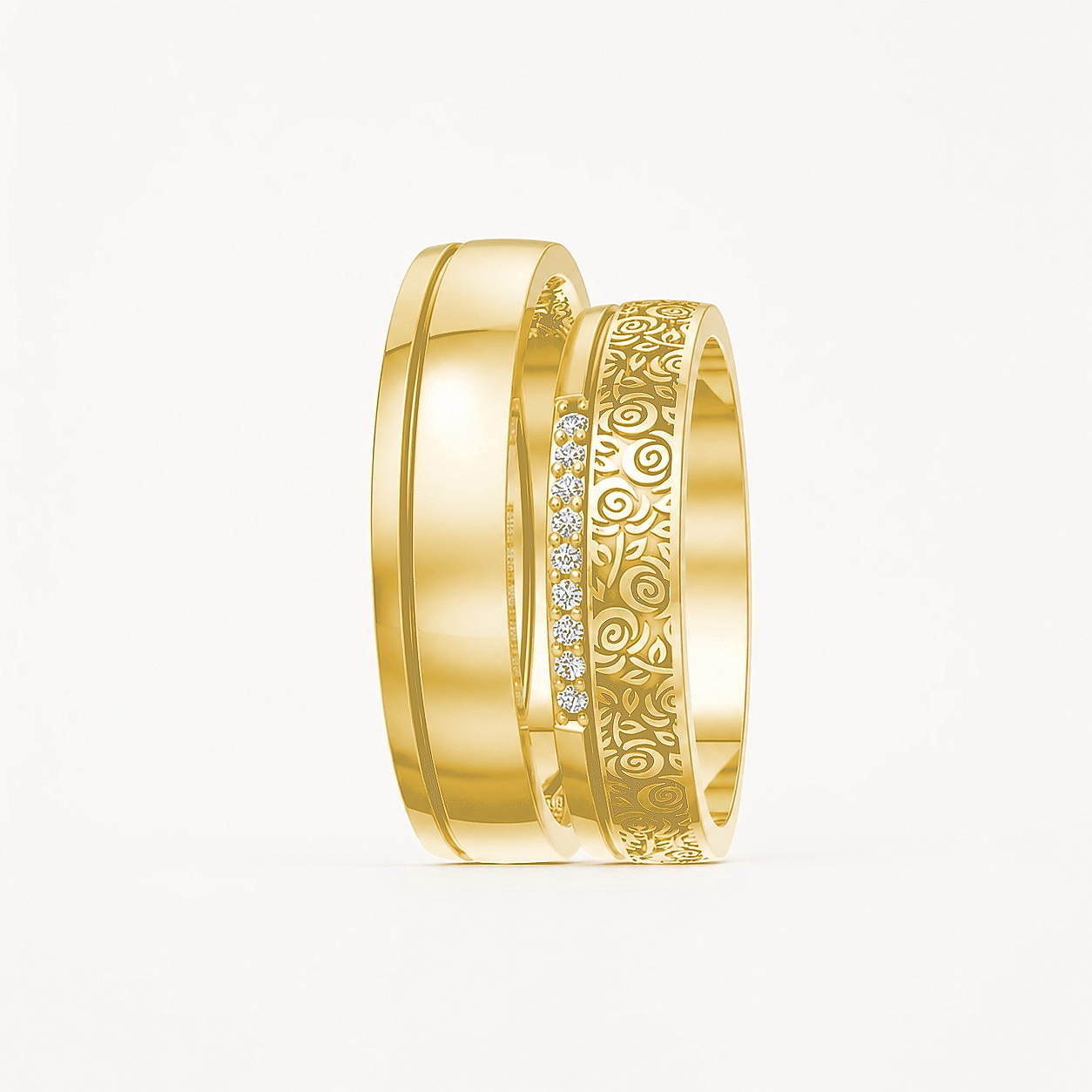 Nhẫn cưới F325 Vàng Gold thiết kế phá cách, sang trọng