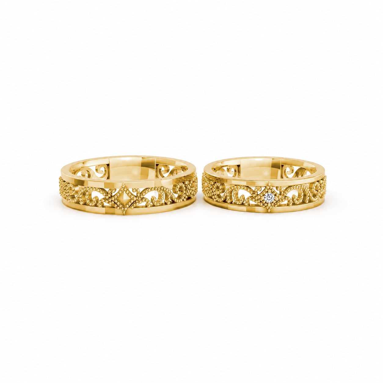 Nhẫn cưới F51 Vàng Gold vàng 10K/14K/18K/607 cao cấp, thanh lịch