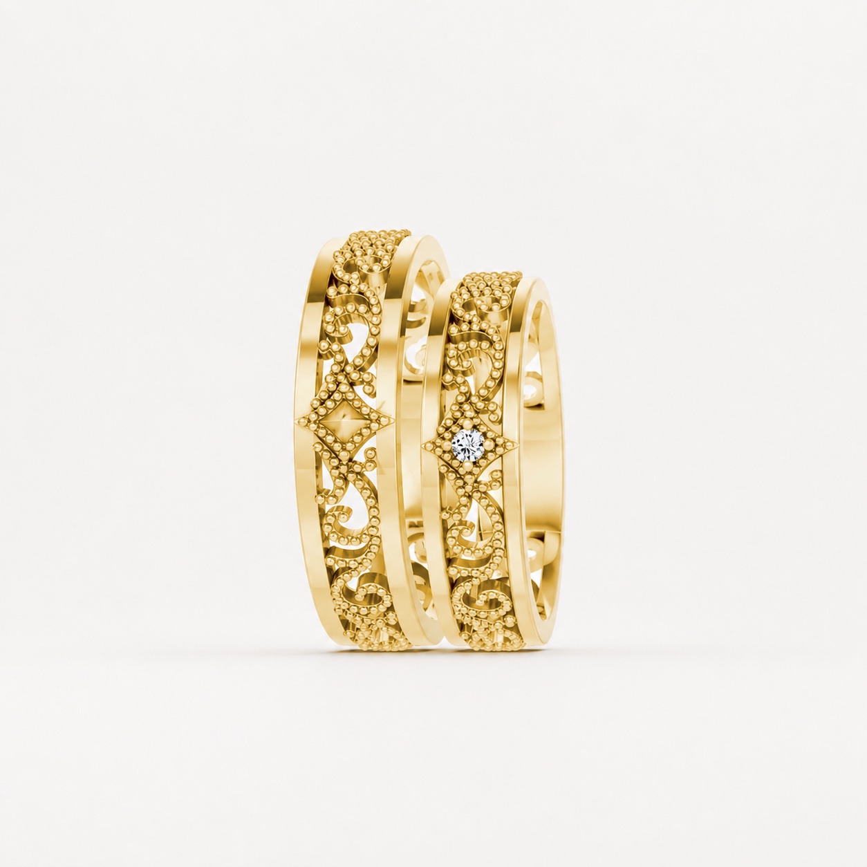 Nhẫn cưới F51 Vàng Gold thiết kế phá cách, sang trọng