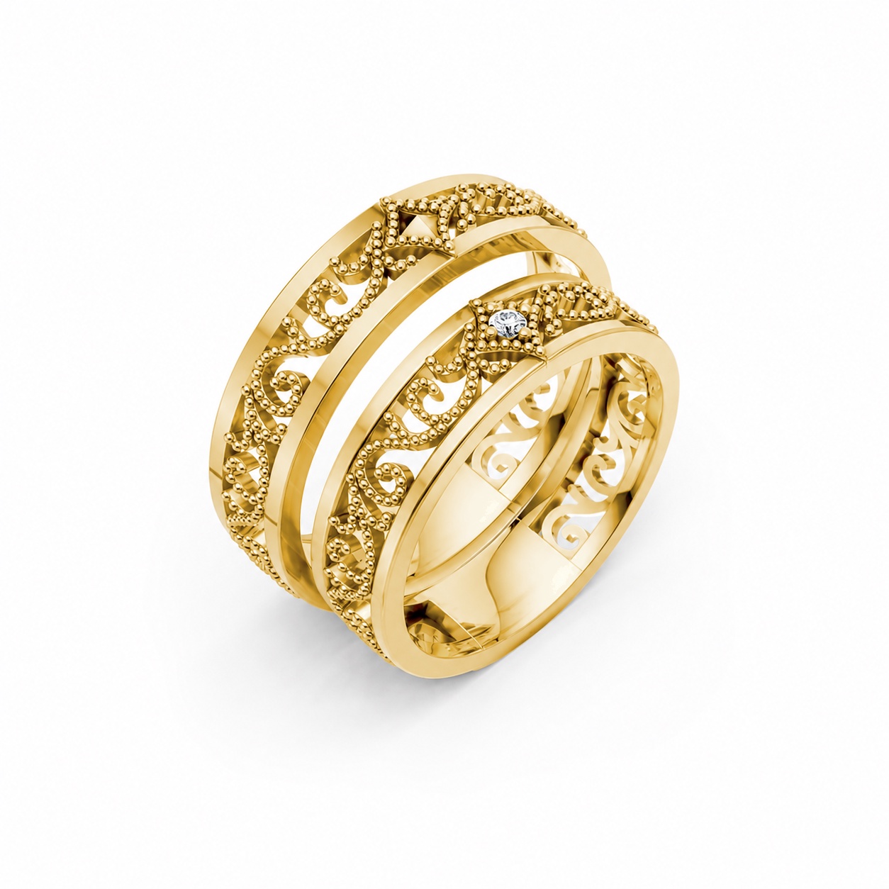 Nhẫn cưới F51 Vàng Gold thiết kế tinh tế, sang trọng