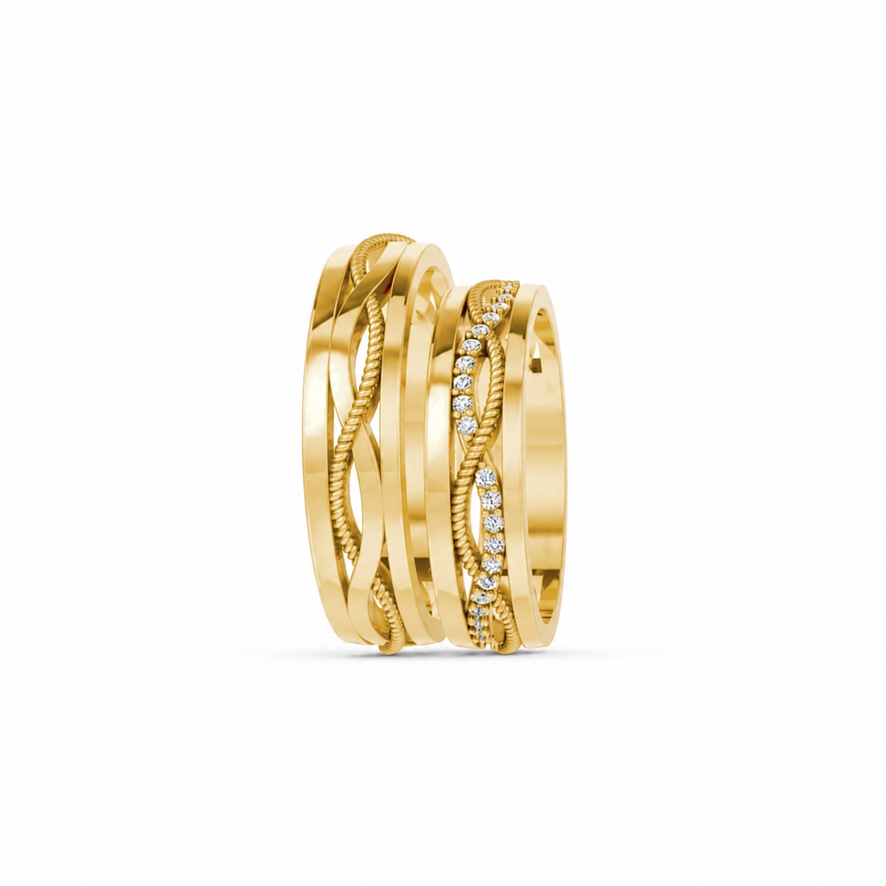 Nhẫn cưới F62 Vàng Gold thiết kế phá cách, sang trọng