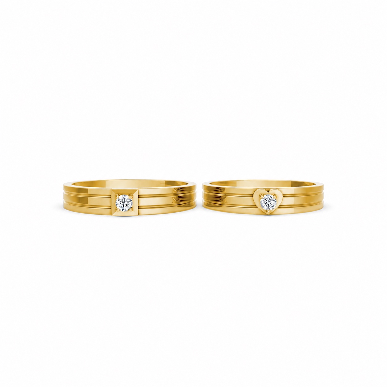 Nhẫn cưới H1 màu Vàng Gold vàng 10K/14K/18K/607 cao cấp, thanh lịch