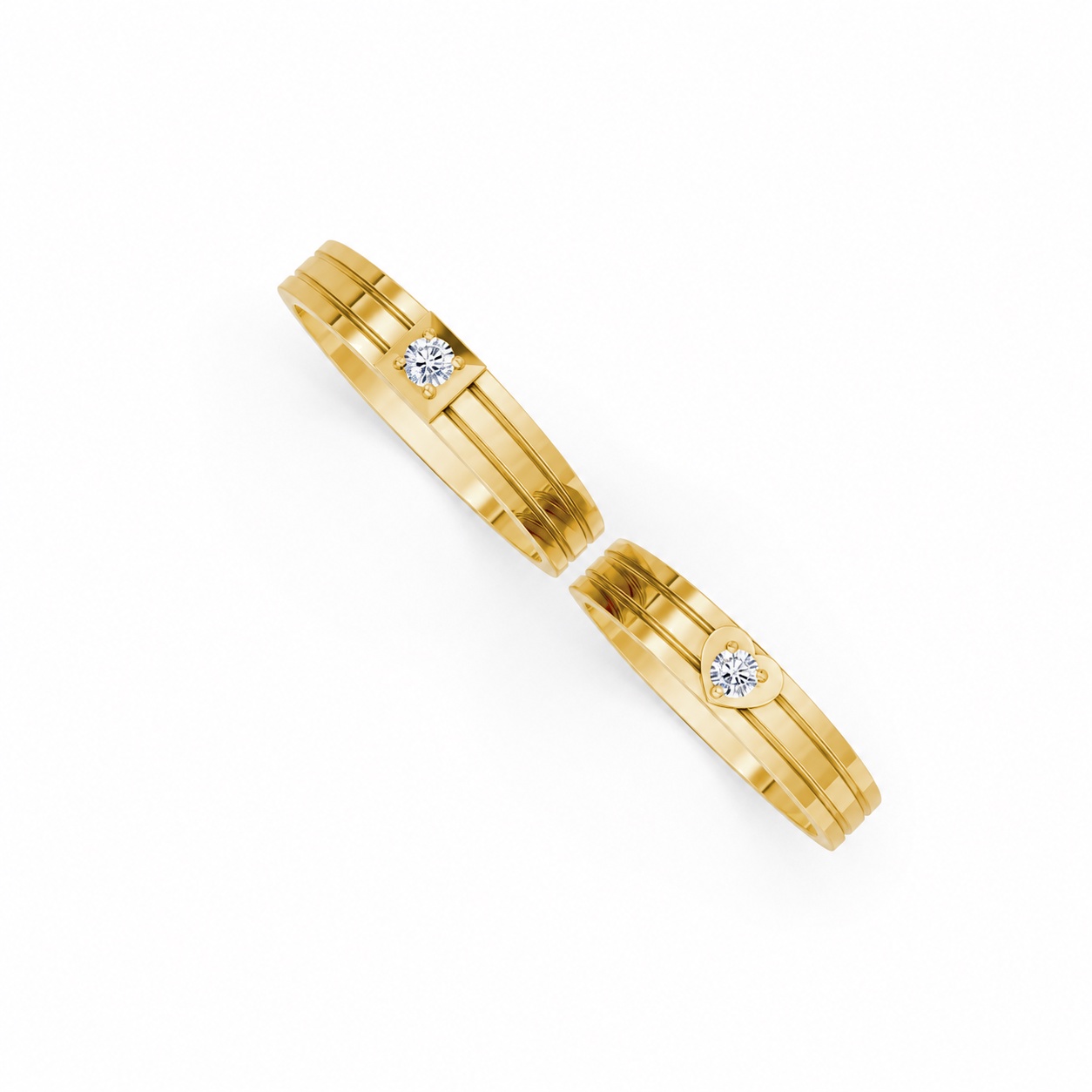 Nhẫn cưới H1 màu Vàng Gold thiết kế phá cách, sang trọng