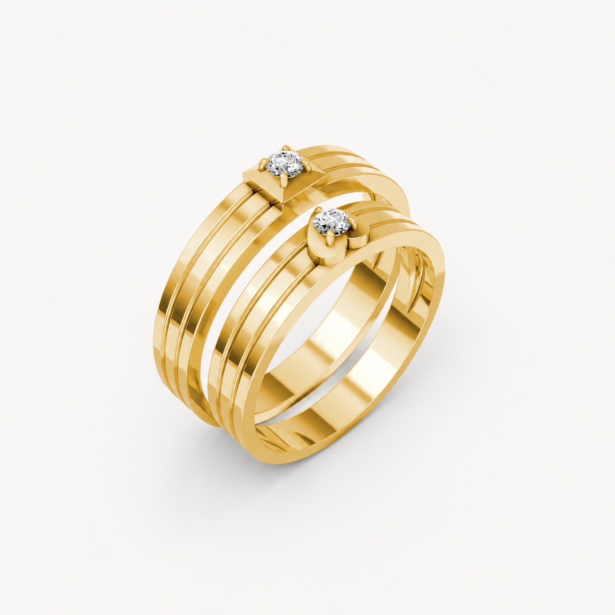 Nhẫn cưới H1 màu Vàng Gold thiết kế tinh tế, sang trọng