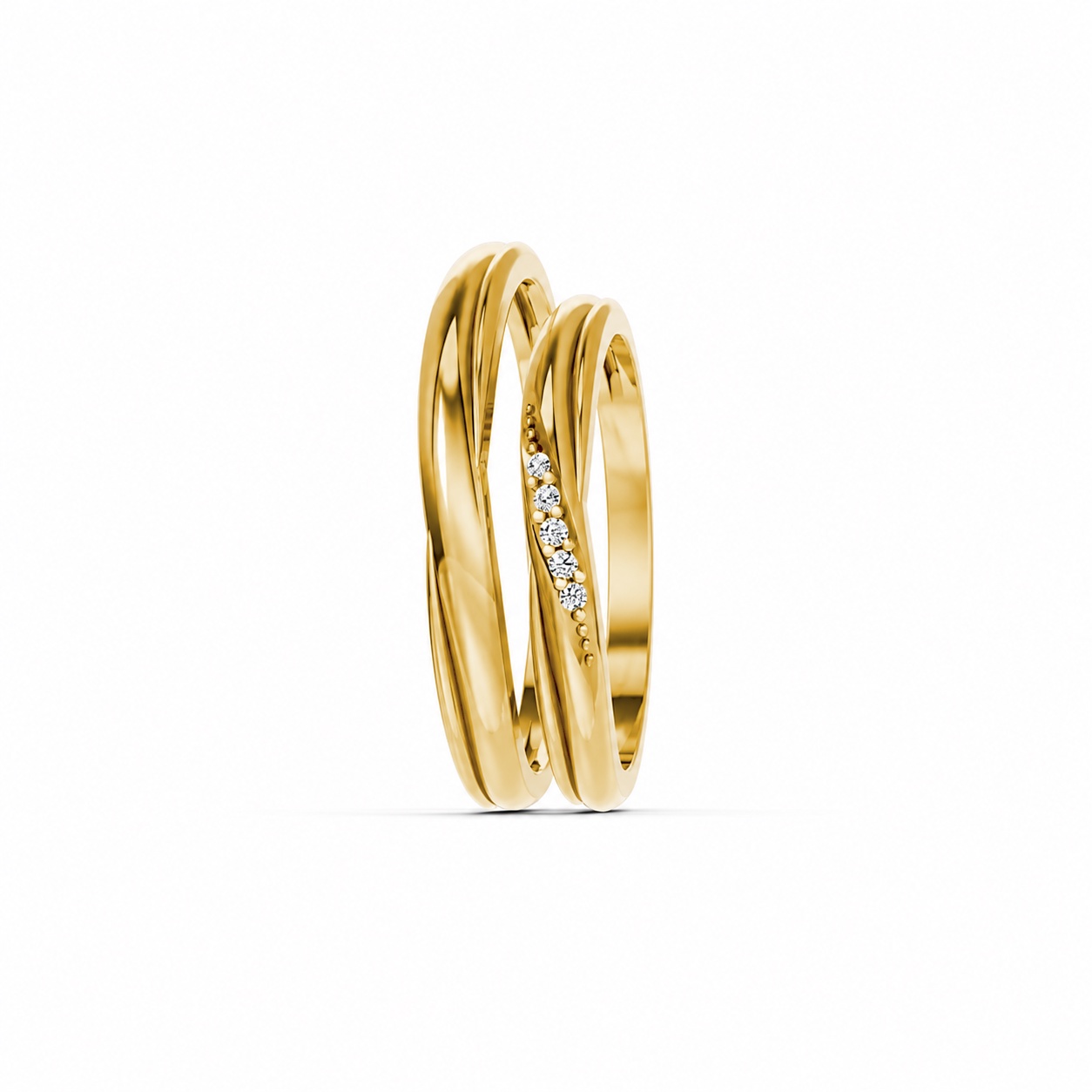 Nhẫn cưới kim cương H112 Vàng Gold thiết kế phá cách, sang trọng