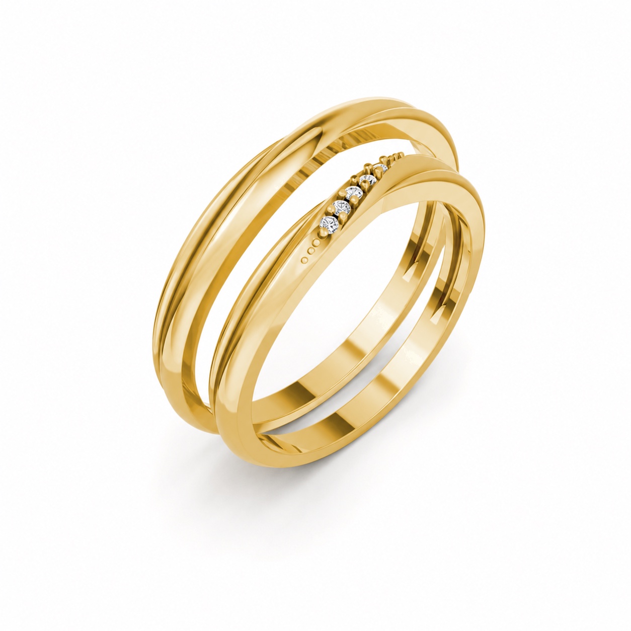 Nhẫn cưới kim cương H112 Vàng Gold thiết kế tinh tế, sang trọng