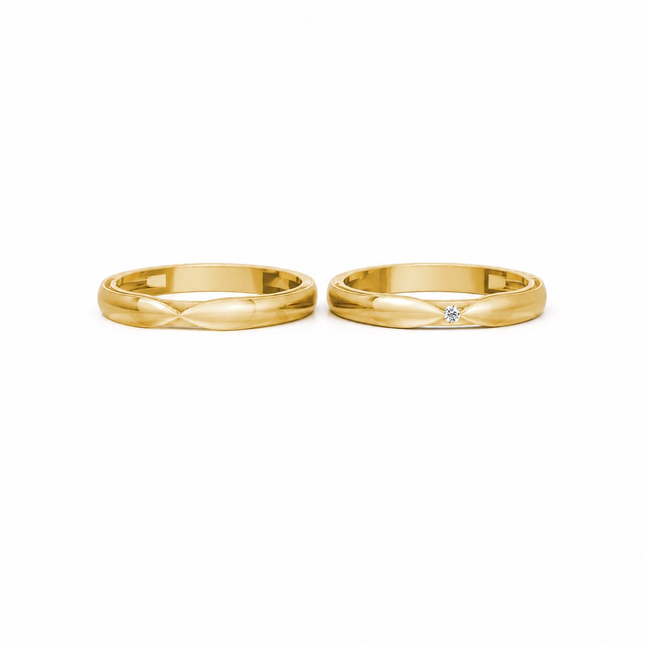 Nhẫn cưới kim cương H113 Vàng Gold vàng 10K/14K/18K/607 cao cấp, thanh lịch