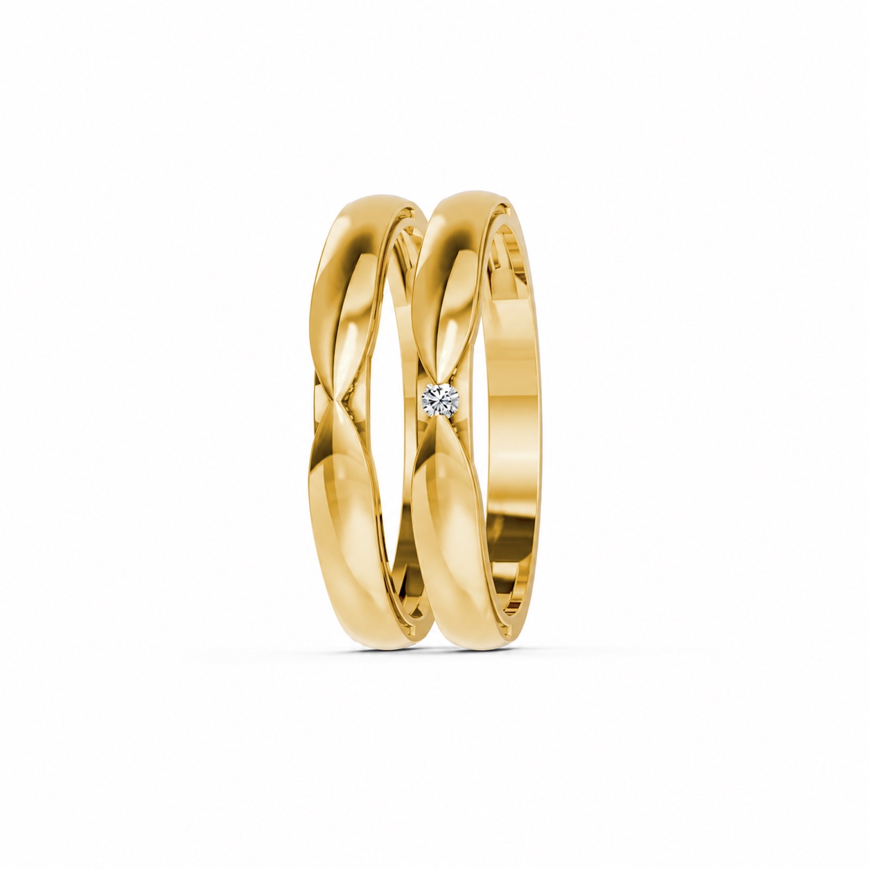 Nhẫn cưới kim cương H113 Vàng Gold thiết kế phá cách, sang trọng