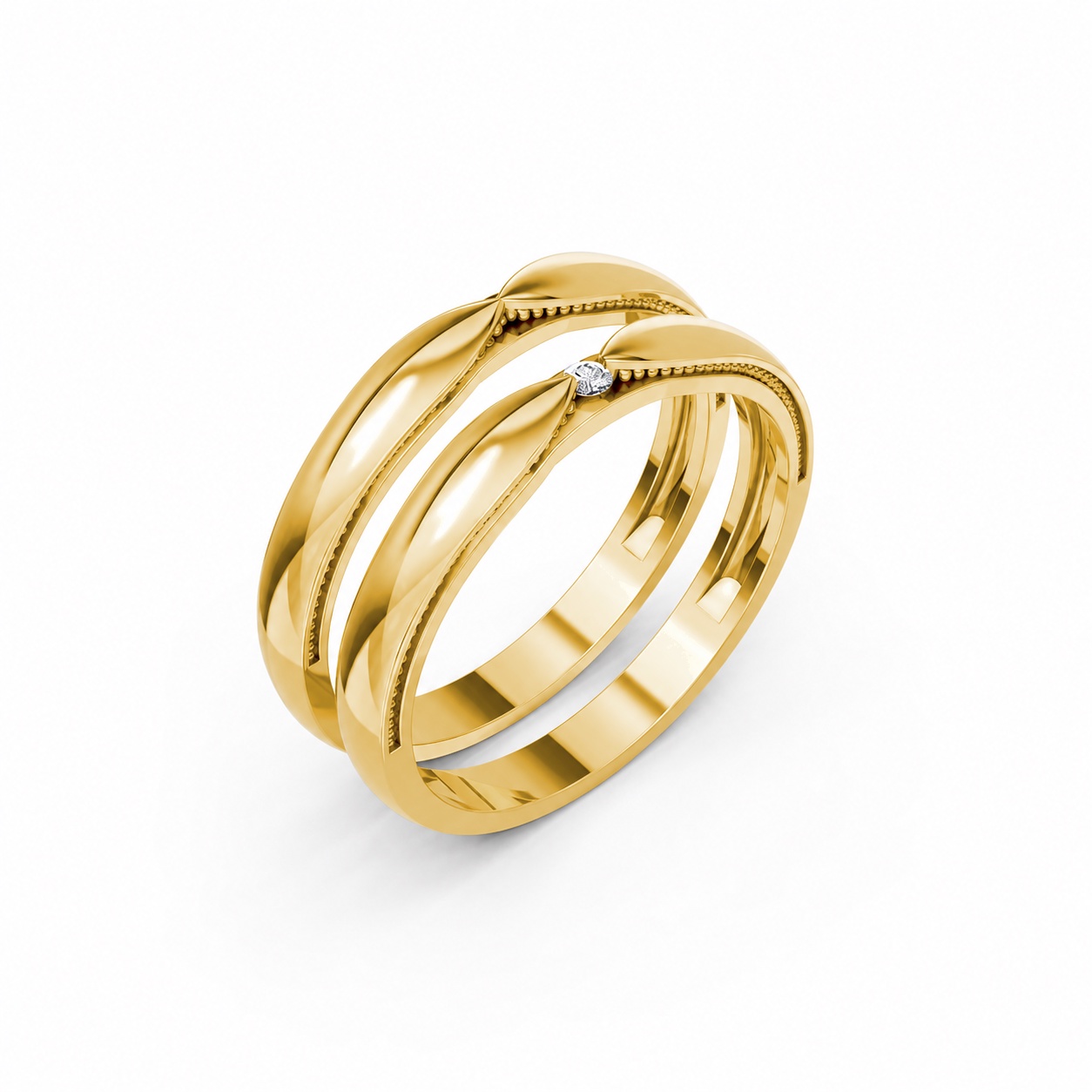 Nhẫn cưới kim cương H113 Vàng Gold thiết kế tinh tế, sang trọng