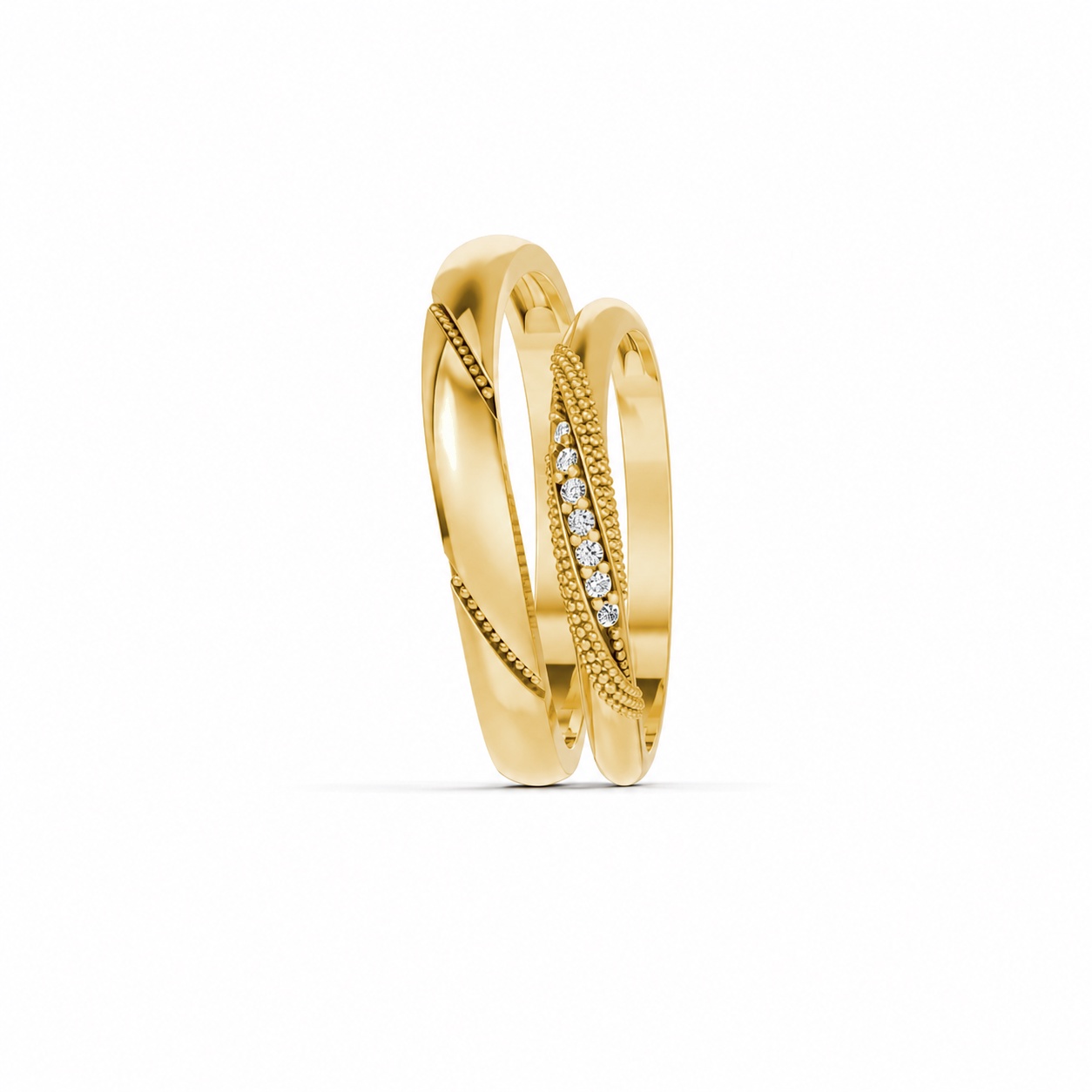 Nhẫn cưới kim cương H115 Vàng Gold thiết kế phá cách, sang trọng