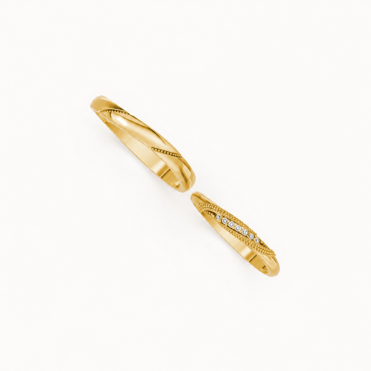 Nhẫn cưới kim cương H115 Vàng Gold thiết kế tinh xảo, độc đáo