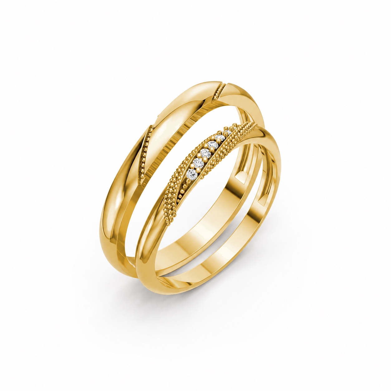 Nhẫn cưới kim cương H115 Vàng Gold thiết kế tinh tế, sang trọng
