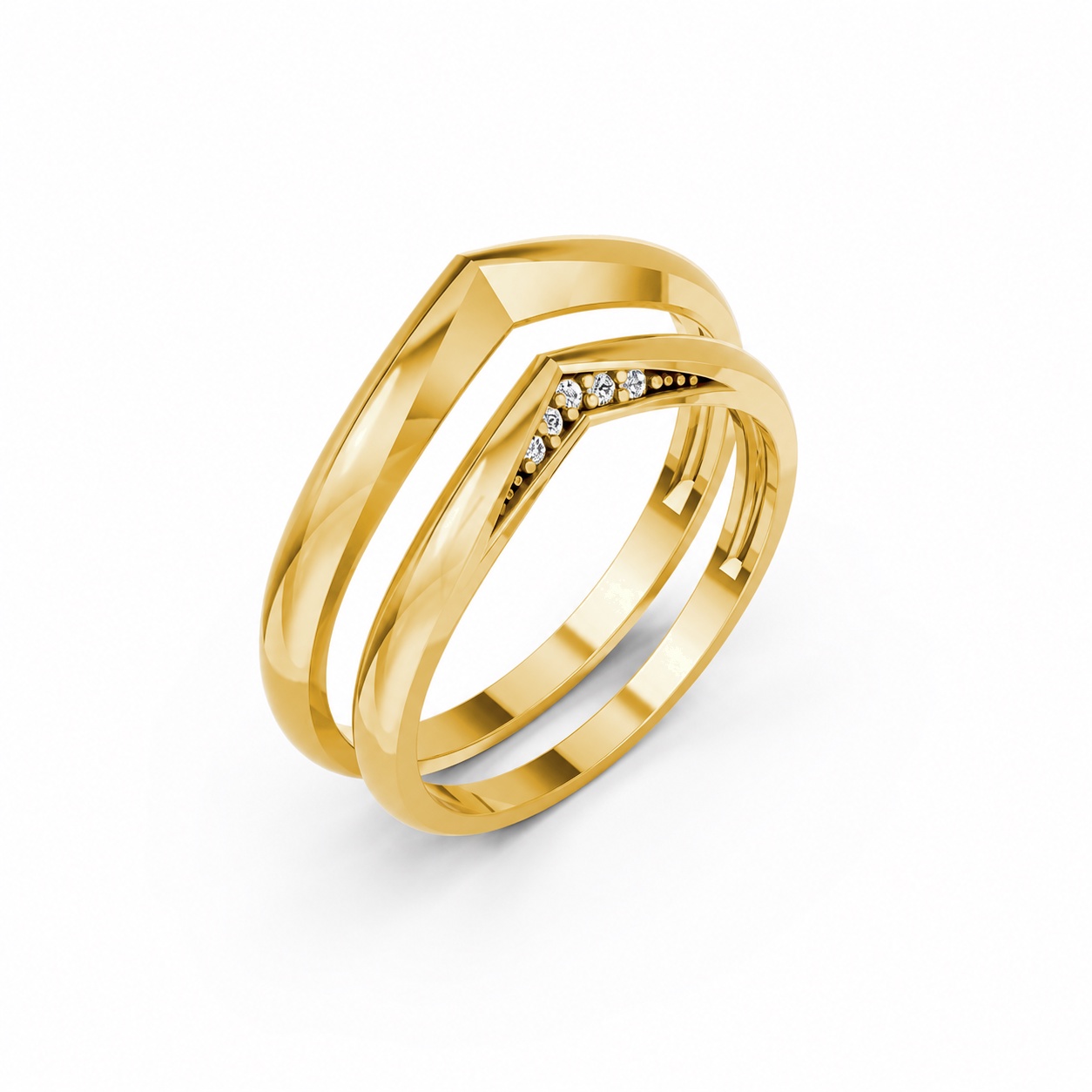 Nhẫn cưới kim cương H117 Vàng Gold thiết kế tinh tế, sang trọng